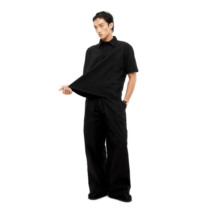 Big Pleat Kaki Pants - Black