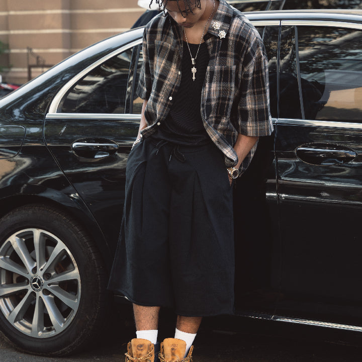 Plaid Boxy Shirt - Black