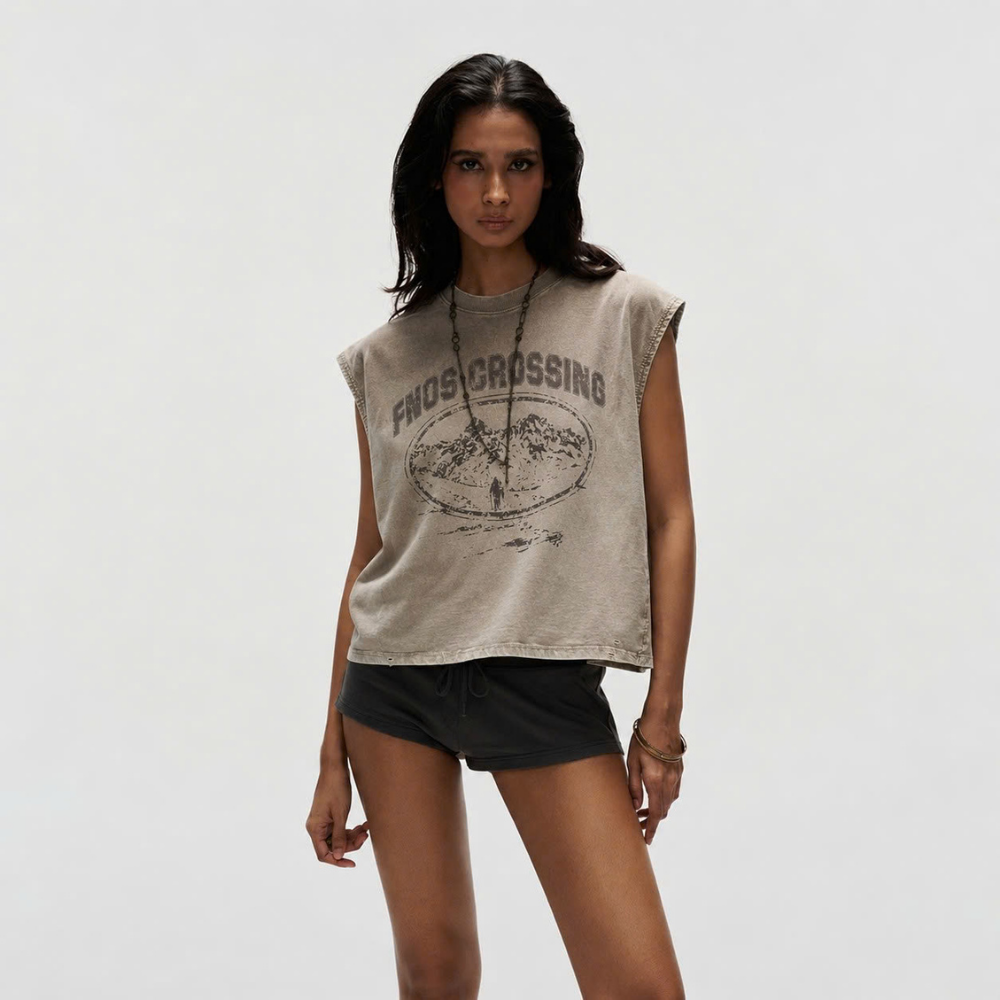 FNOS - Crossing Washed Bat Cut Shirt - Comfortable T-shirts - Daily Wear - Male