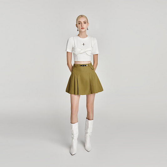 Jupiter Pleated Mini Skirt With Belt