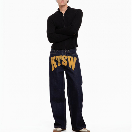 KANTAN - Unisex Dark Blue Denim Pants with KTSW - Unisex