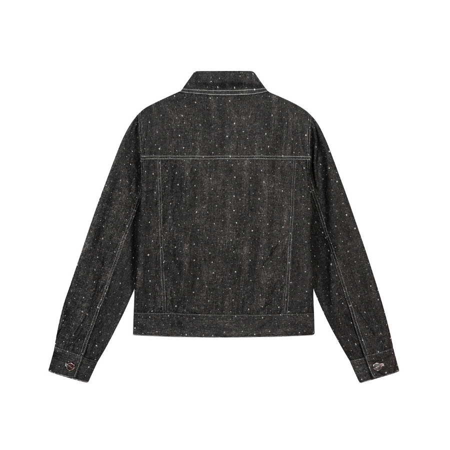 KANTAN - Unisex Studded Denim Jacket with Collar - Unisex