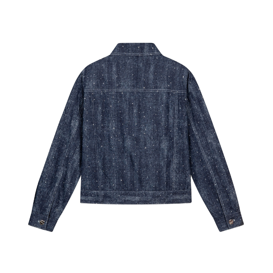 KANTAN - Unisex Studded Denim Jacket with Collar - Unisex