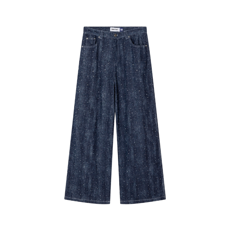 KANTAN - Unisex Wide-leg Studded Denim Pants - Unisex