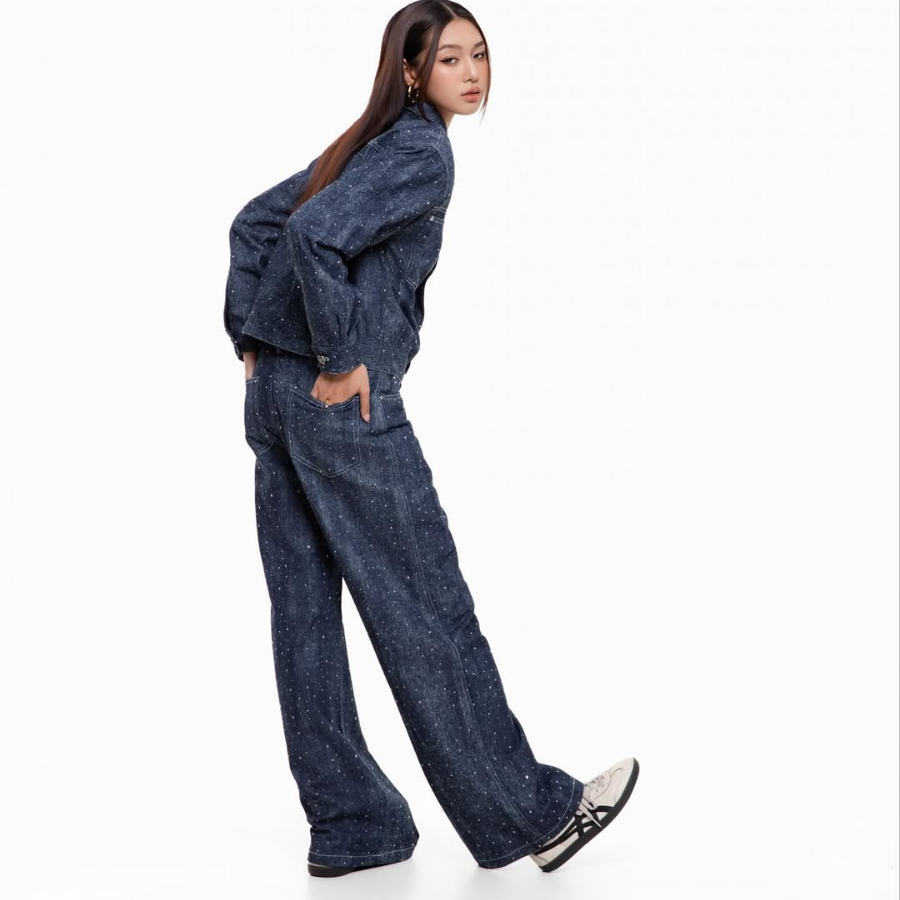 KANTAN - Unisex Wide-leg Studded Denim Pants - Unisex