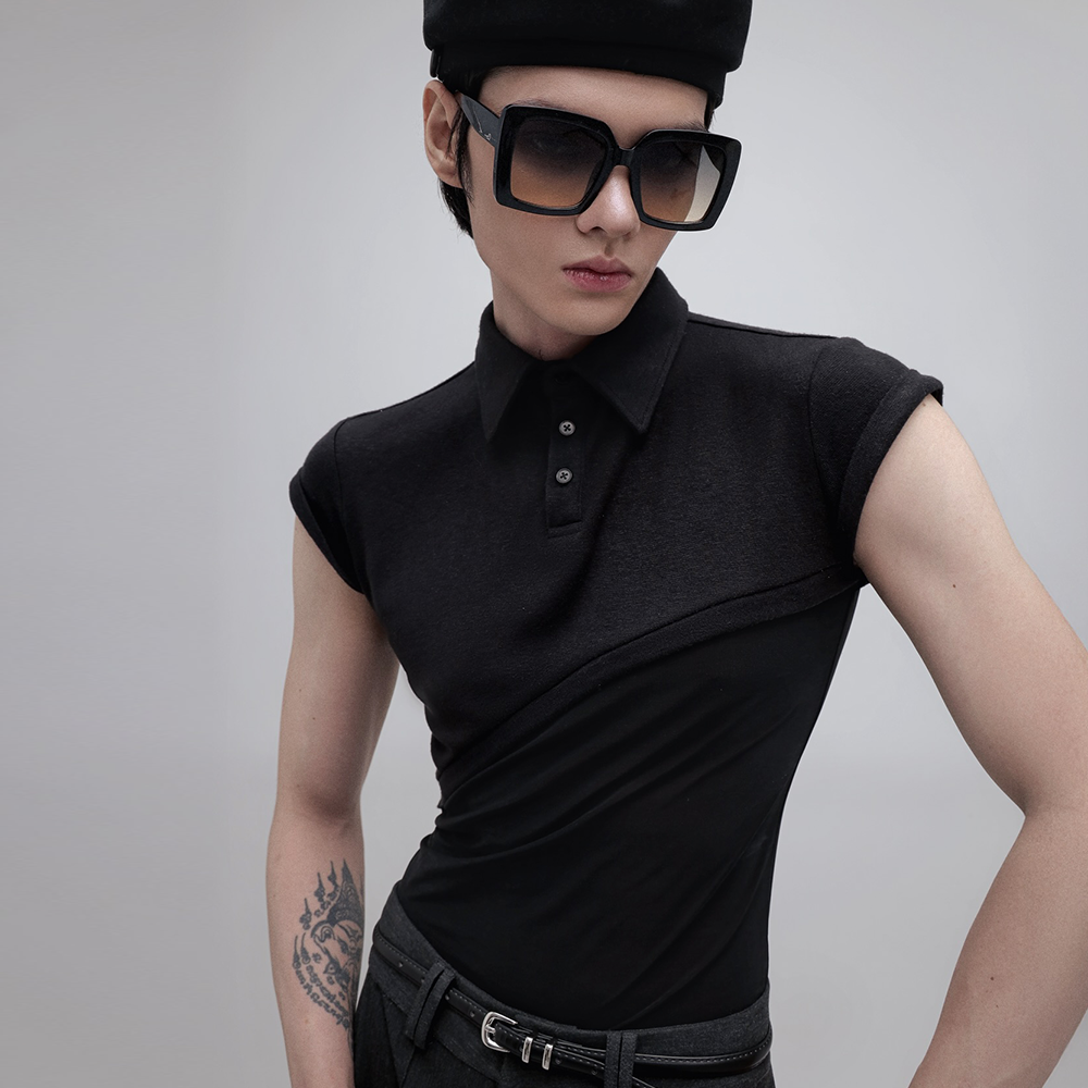 IAMSAIGON - Layered Cap Sleeve Fitted Polo FW25 - Slim Fit Tops - Daily Wear - Unisex