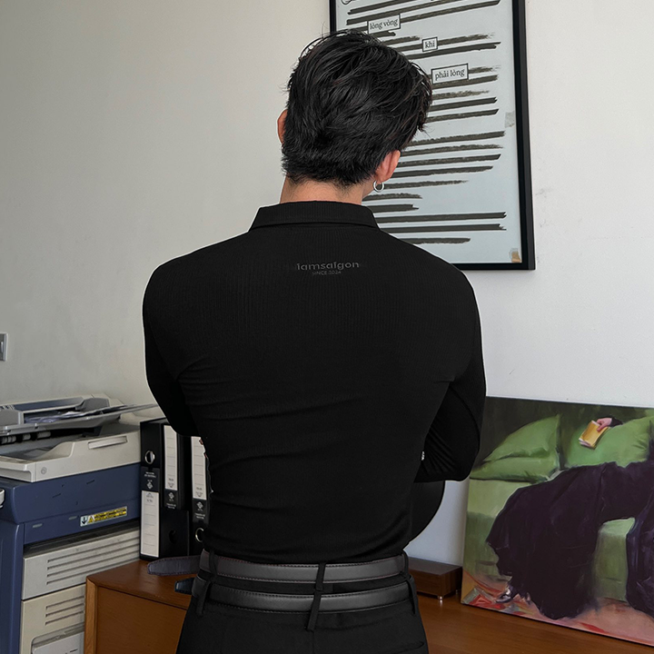 Long Sleeve Polo T-Shirt W24 (Black)