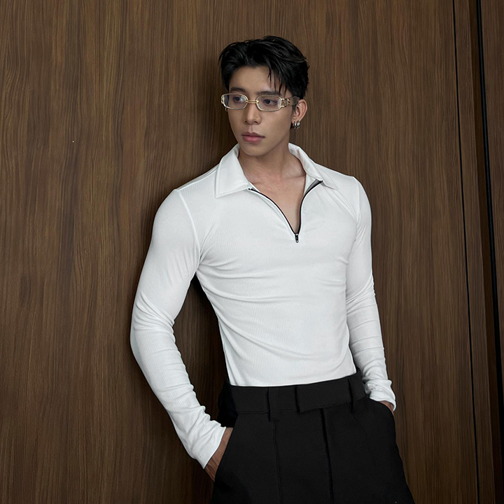 Long Sleeve Polo T-Shirt W24 (White)