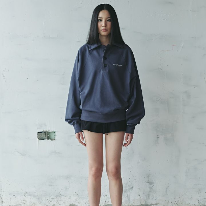 Darkblue Slogan Hoodie