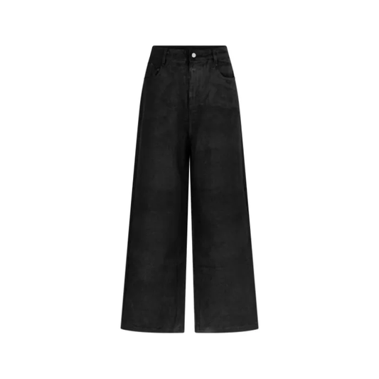 TRAPPER CLUB - Plain Black Baggy Pants "Shadow Fade" - Male