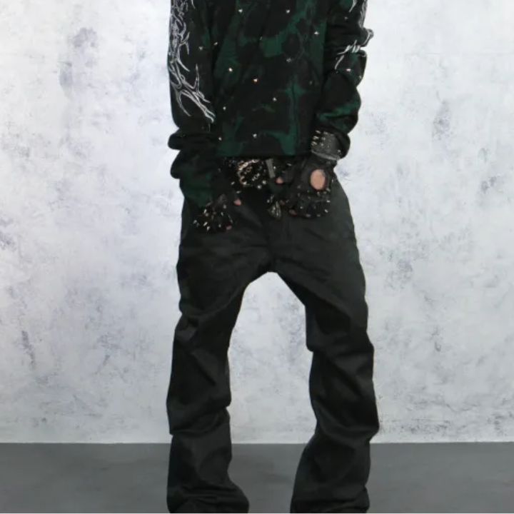 TRAPPER CLUB - "Black Revenant" Slim Bootcut Jeans - Male