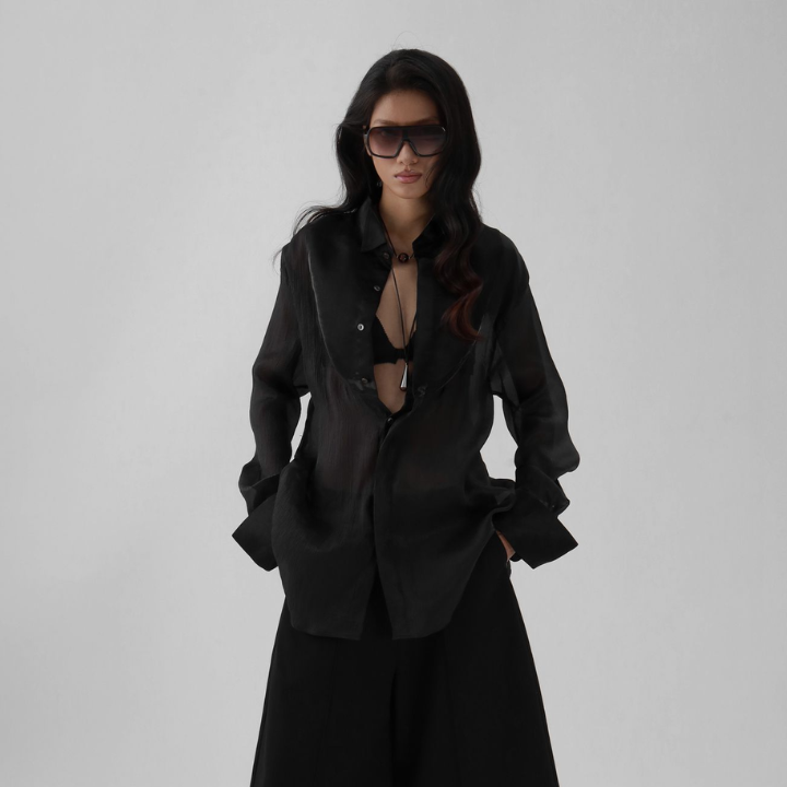 IAMSAIGON - Semi Sheer Long Sleeve Oversized Tuxedo Collar Shirt SS26 - Unisex