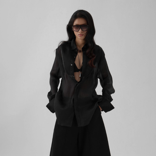 IAMSAIGON - Semi Sheer Long Sleeve Oversized Tuxedo Collar Shirt SS26 - Unisex
