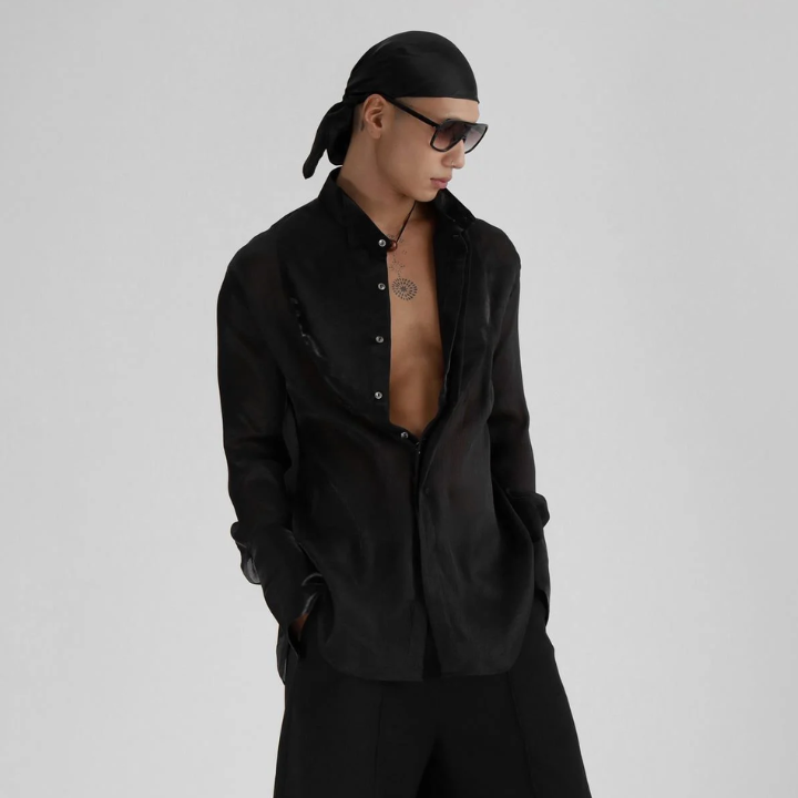 IAMSAIGON - Semi Sheer Long Sleeve Oversized Tuxedo Collar Shirt SS26 - Unisex