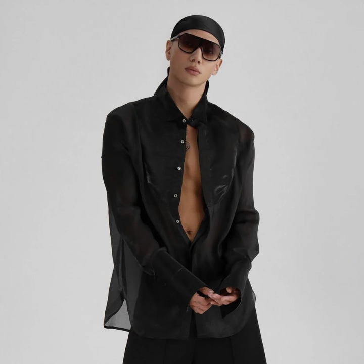 IAMSAIGON - Semi Sheer Long Sleeve Oversized Tuxedo Collar Shirt SS26 - Unisex