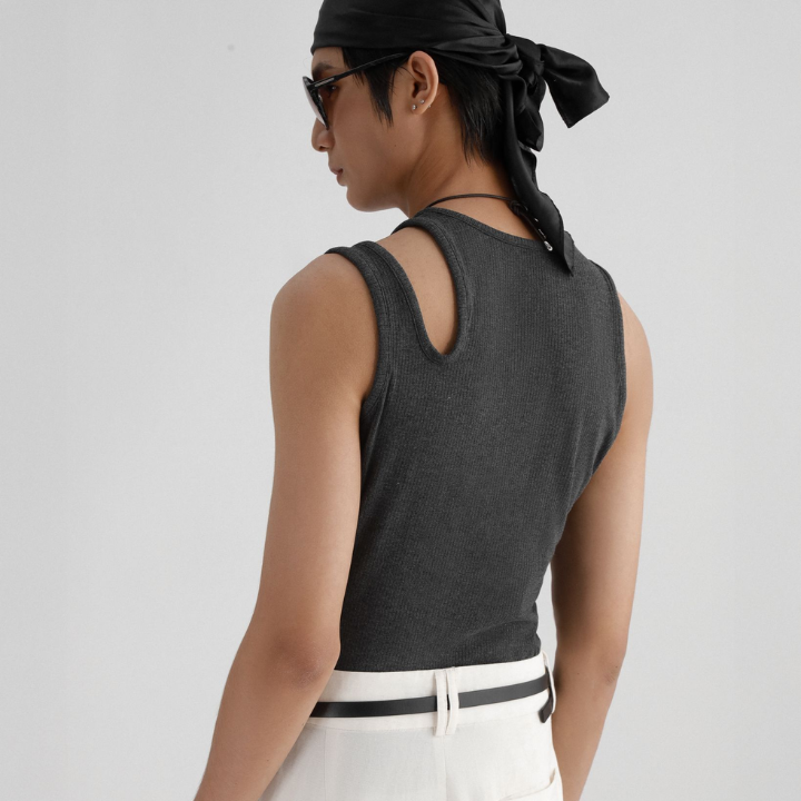 IAMSAIGON - Slit Shoulder Body Fitted Tank Top SS26 - Unisex