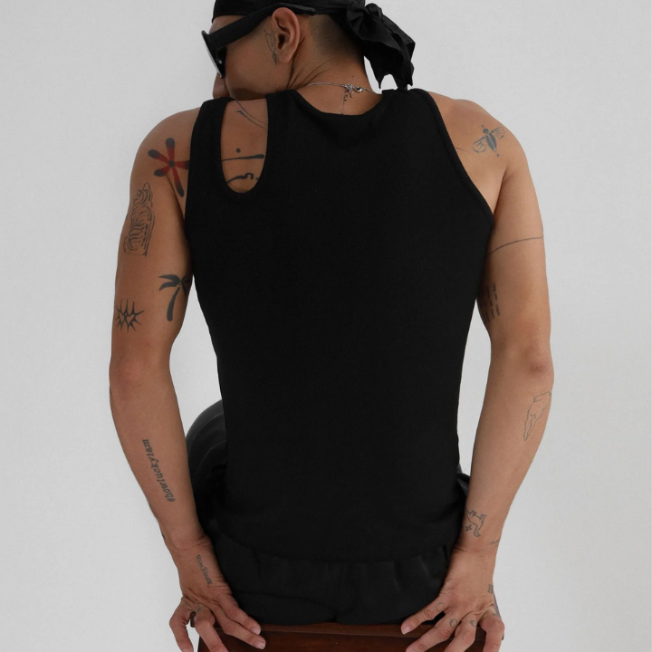 IAMSAIGON - Slit Shoulder Body Fitted Tank Top SS26 - Unisex