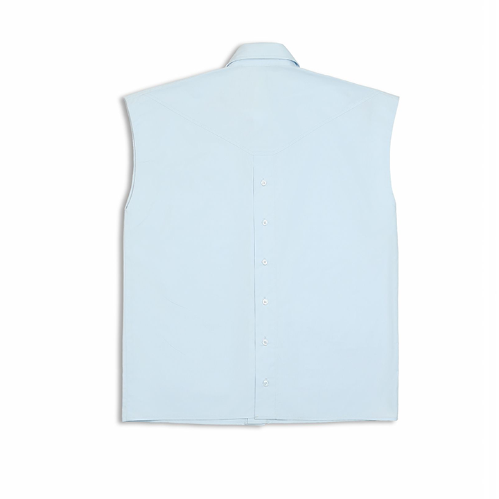 Sleeveless Floral Shirt Ss25 (Sea Blue)