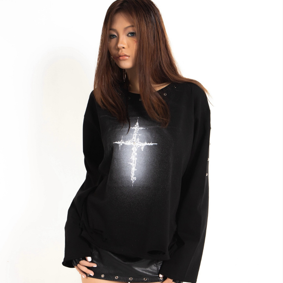 TRAPPER CLUB - Cybersigilism Distressed Long Sleeve - Unisex