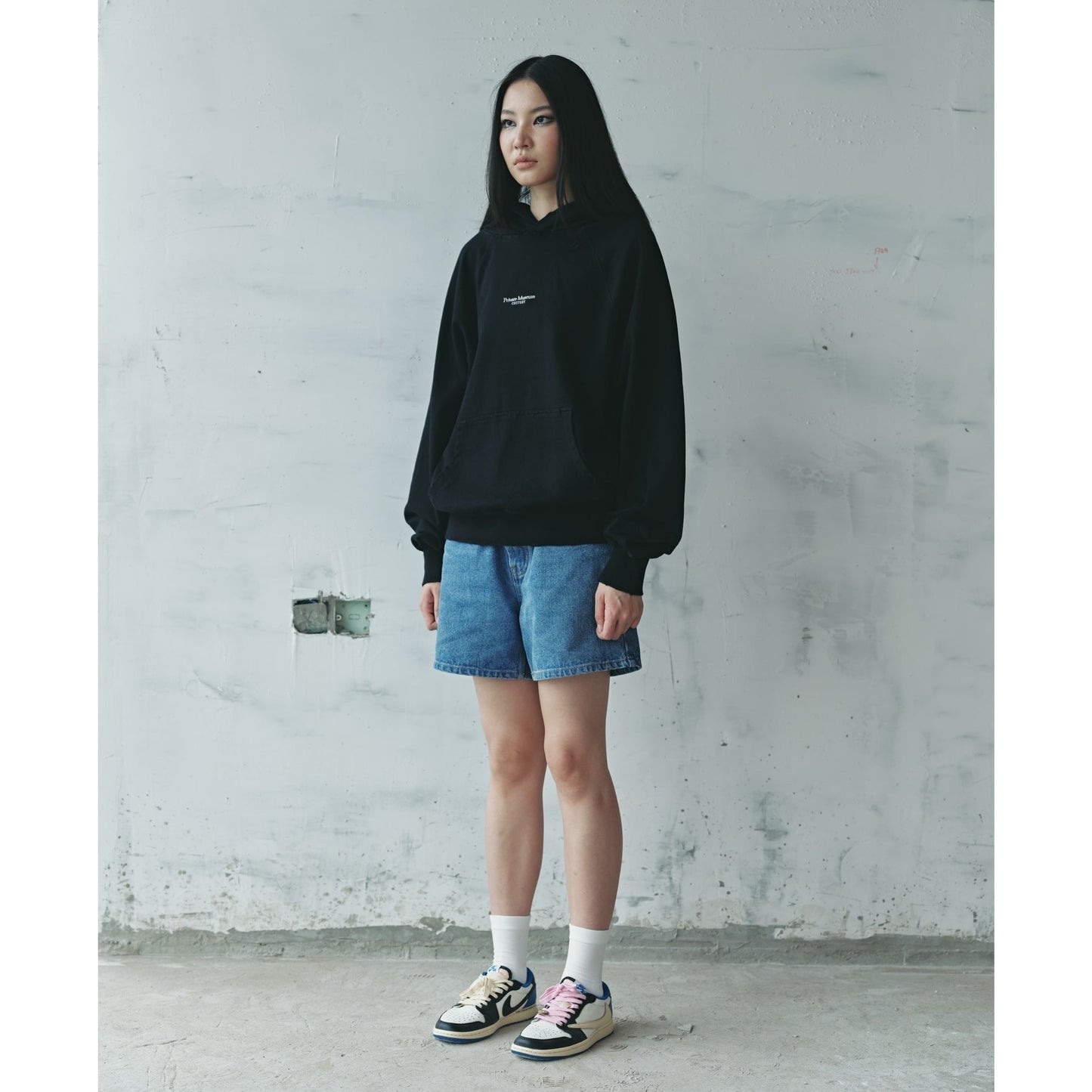 Black Embroidered Hoodie