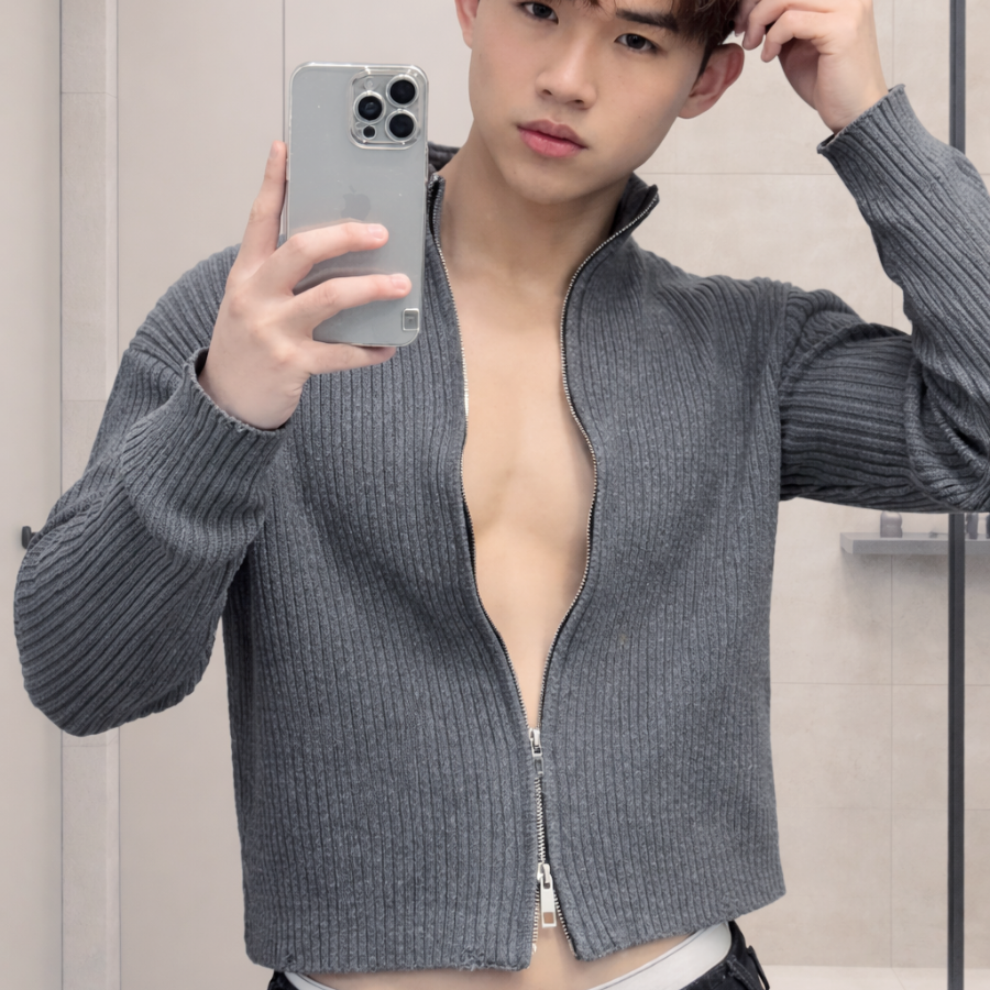 KANTAN - เสื้อถักซิปหน้า - สำหรับผู้ชายและผู้หญิง