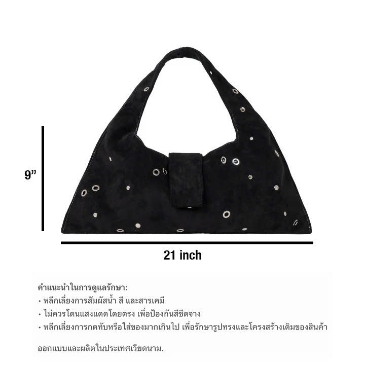 ARYA - Black Eyelet Crescent Bag